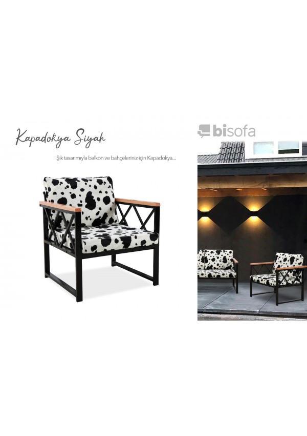 Kapadokya Metal Bahçe Siyah Koltuk Takımı