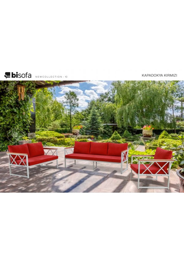 Kapadokya Metal Bahçe Beyaz Koltuk Takımı