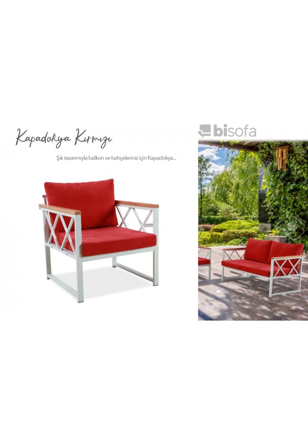 Kapadokya Metal Bahçe Beyaz Koltuk Takımı